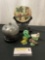 Lovely Chinese Carved Pieces, Jade (?) Table Screen, Jewelry Box, Porcelain Ducks