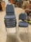 Set of 6 Chrome Blue Stacking Chairs w/ Cushioned Upholstery - See pics