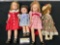 Set of 4 vintage dolls, Snoopy Belle Doll, Floral Print, and 2 more unmarked