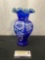 Vintage 75th Anniversary Fenton Vase, Cobalt, handpainted by ML Verbosky