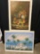 Pair of Painted Canvases on board, Still Life w/ Fruit & Beach Scene with Palm Trees