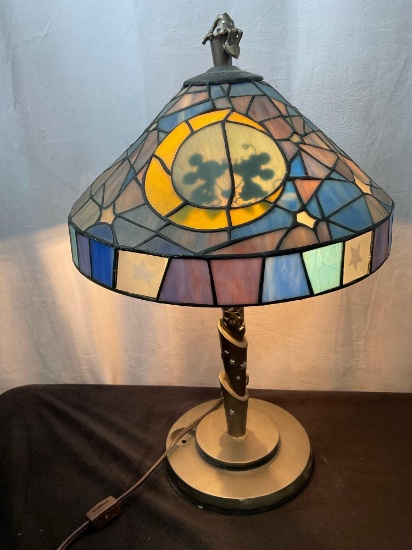 DISNEY Mickey and Minnie Stained Glass Lamp, 75th Anniversary 2003