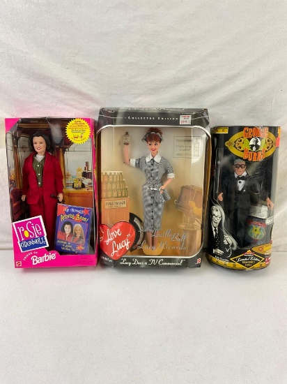 Collection of 3 New In Box Vintage Dolls incl. George Burns, "I Love Lucy", & Barbie Rosie O'Donn...