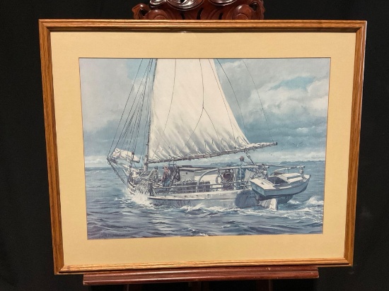 Framed Print titled Working Under Sail by Robert E. Goodier, A.W.S.