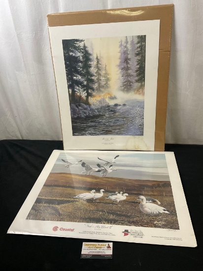Pair of Ducks Unlimited titled Thats My Blind II by Harold Roe & Morning Mist by Elaine Carr