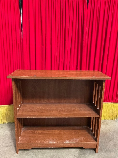 Vintage Wooden Mission Style Bookcase w/ 2 Shelves. Measures 35" x 32" See pics.
