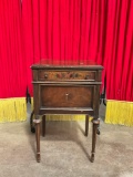 Antique Berkey & Gay Painted Walnut Side Table Lamp Stand w/ 2 Drawers. See pics.