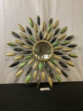 Unique Metal Mirror with Circle of Peacock Feather motif