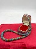 Sterling silver like new colorful stone bead necklace with graduating bead size
