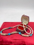 Sterling silver, turquoise bead, silver bead and shell/bone neckalce - like new!
