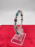 Like new sterling silver bracelet tennis bracelet with turquoise, jasper and moonstone cabochons
