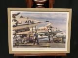 Framed Print On Deck, USS Roosevelt with the 6th Fleet by Louis J. Kaep