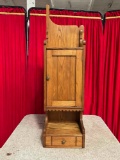 Vintage Wooden Telephone Cupboard w/ 2 Shelves & Drawer. No Phone. Stands 38