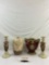 4 pcs Contemporary Beige & Brown Decoration Assortment. Urn, Planter, 2 Candlestick Holders. See