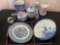 Collection of Blue & White Porcelain, Delft, Currier & Ives, Alfred Meakin, w/ Wooden Tray