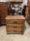 Vintage Wooden Nightstand w/ 3 Drawers & Hammered Drawer Pulls. See pics.