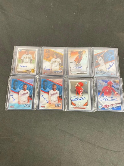 Collection of 8 Topps Certified Signed Autograph Issue Bowman Chrome & Sterling Cards
