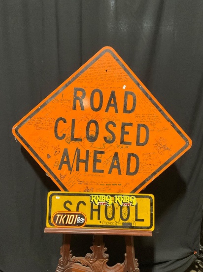 Vintage Road Closed Ahead & School Sign with graduation remarks - See pics