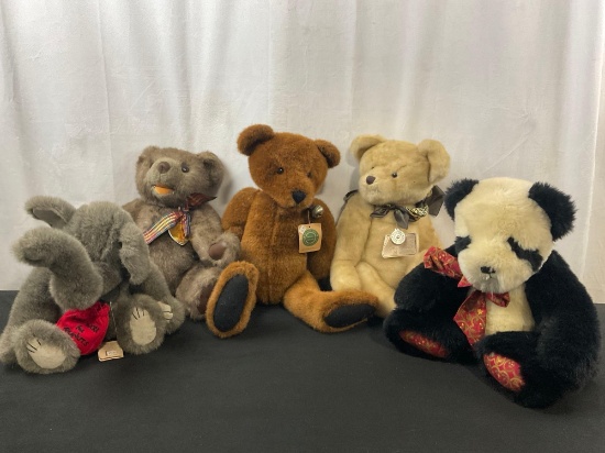 Boyds Bears Larger Plushies, Otto Von Bruin, Annette Funicello Panda Bear, Hannibal Trunkster