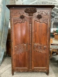 Antique 18th Century Louis XV French Provincial Style Ornately Carved Walnut Armoire. See pics.