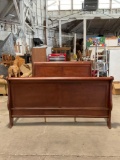 Vintage King Sized Wooden Sled Style Bed Frame. Headboard, Footboard, Rails & Supports. See pics.