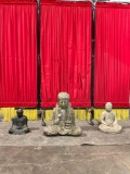 3 pcs Vintage Buddha Decorative Yard Art Statue Assortment. 2 Concrete & 1 Metal. See pics.