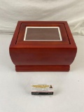 Modern Wooden Cremation Ashes Urn w/ Photo Frame. New in Box. Measures 10