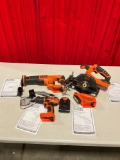 Set of 4 Black & Decker Cordless Power Tools incl. Reciprocating saw, Circular saw, Drill, & LED