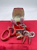 5 pc lot of sterling silver and natural stone earrings incl. carnelian agate, jasper, etc see pics