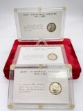 3x Commemorative Quote Plaques w/ 1964 90% silver Kennedy Dollars, nice toning see pics
