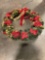Stunning Large Lighted Christmas Wreathe w/ Faux Poinsettias & Large Bow