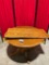Contemporary Solid Oak Pedestal Footed Wooden Table w/ Removable Leaf. 42