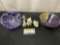 Trio of Lenox pieces, Art Glass Bowl & Glazed Purple & Beige Pottery Bowl