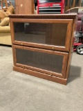Vintage Wooden Barrister Book Case w/ 2 Glass Fronted Shelves w/ Hiding Fronts. See pics.