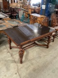 Antique / Vintage Wooden Dining Table w/ 2 Hideaway Leaves & 6 Chairs. Measures 60