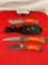 3 pcs Mossy Oak Steel Hunting & Utility Knife Assortment w/ Canvas Sheath. See pics.