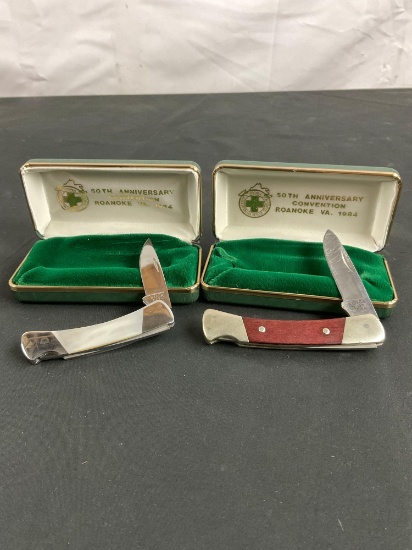 Buck Folding Pocket Knives - 50th Anniversary Convention Knives - Numbered 507 & 503