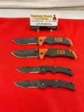 4 pcs Gerber Bear Grylls Folding Pocket Knife Assortment. 2x 2