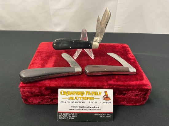 Trio of Vintage Remington Folding Pocket Knives, Mini Trapper & Pair of Draw Knives