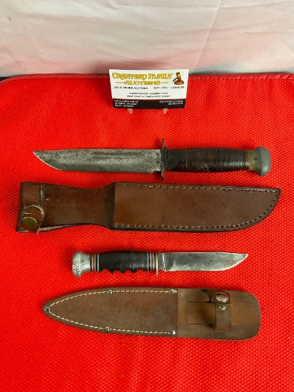 2 pcs Vintage Remington Steel Fixed Blade Knives w/ Sheathes Models RH-36 & RH-51. See pics.