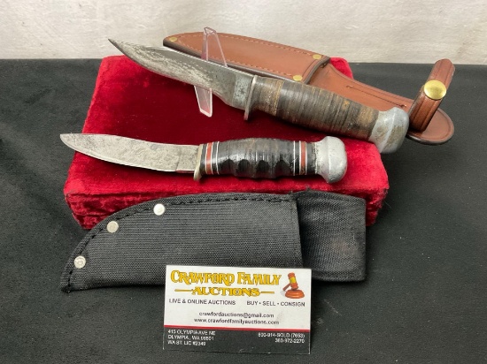 Pair of Vintage Remington Fixed Blade Knives, 1x RH-25 or 35 & 1x RH-50 w/ sheaths
