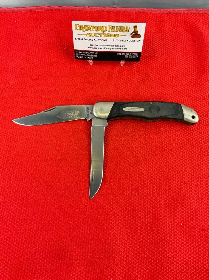 Vintage Buck 4" Steel Folding 2-Blade Trailblazer Pocket Knife Model 317 w/ Composite Handle. See