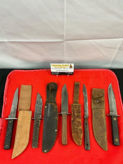 5 pcs Vintage Steel Fixed Blade Knives. Hibbard Spencer & Bartlett. Prov. Cutlery Co. See pics.