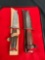 2x Vintage Craftsman USA Fixed Blade Knives in Leather Sheathes - Both Blades Are 5