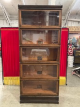 Antique Tiger Oak Barrister Bookcase w/ 5 Shelves