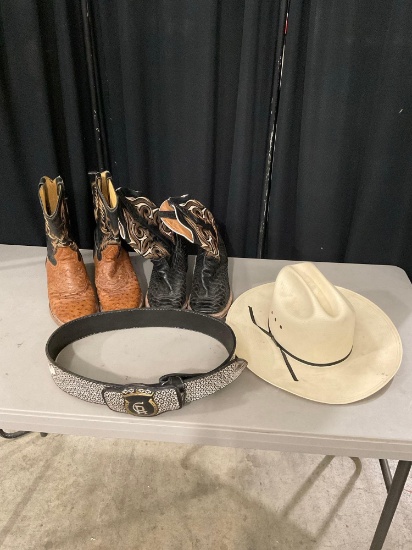 Cowboy Lot w/ Arango Ostrich Skin Boots, El Dorado Python Boots ...