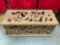 Antique Hand Carved Wooden Blanket Chest w/ Cut Outs of Birds. Very Good Condition. See pics.