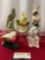5 Vintage Bird/Parakeet Statues, 3 Planters, Celadon Green, 2 Yellow w/ White, 2 Multi color