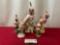 5 Pink Cockatoo Statues, Made in Germany, Japan & Maddux of California, tallest is about 10 inches