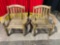 Pair of Wooden Patio Garden Arm Chairs. Need TLC. Condition As Is. See pics.